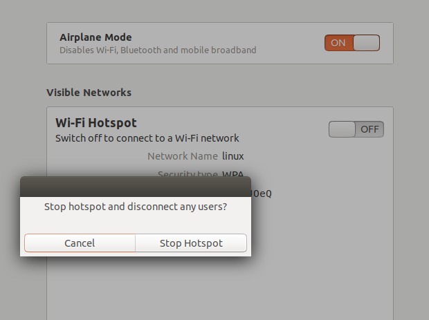Toggle Wi-Fi Hotspot button to off