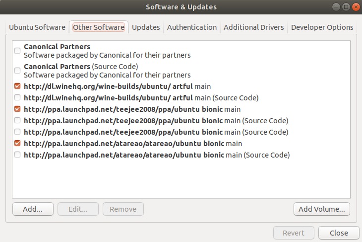 List PPAs in Ubuntu UI