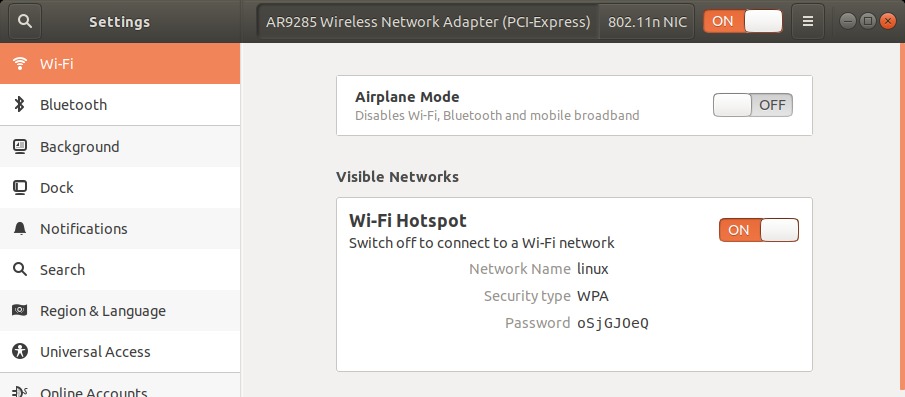 Wi-Fi Hotspot shown under visible networks