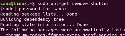 Remove shutter with apt
