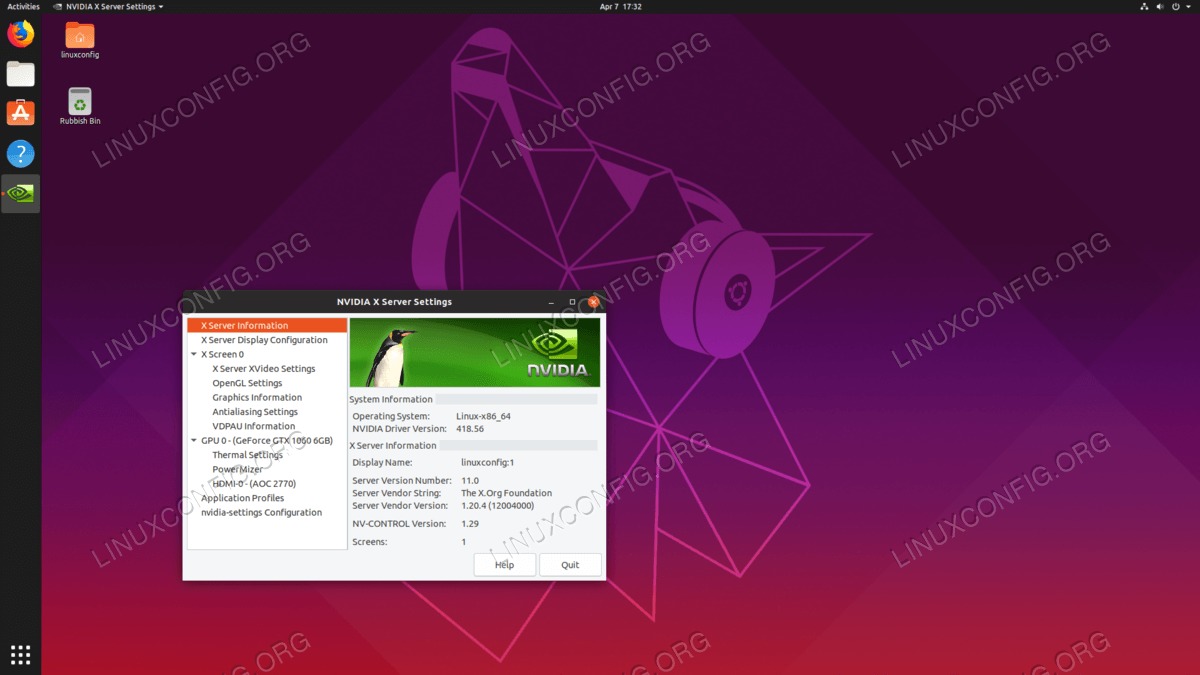 Official Nvidia.com drivers installed on Ubuntu 19.04