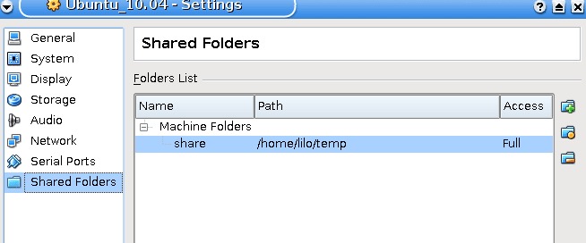 Define a VirtualBox Shared  Folder
