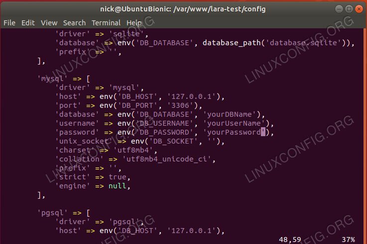 Configure Laravel Database On Ubuntu 18.04