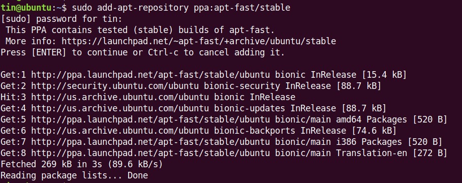 Install apt-fast PPA respository