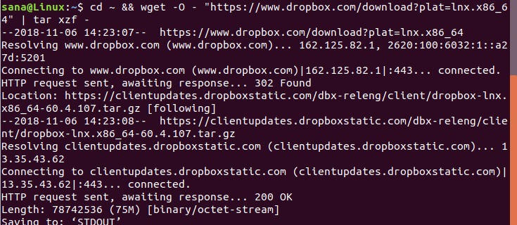Download DropBox package with wget