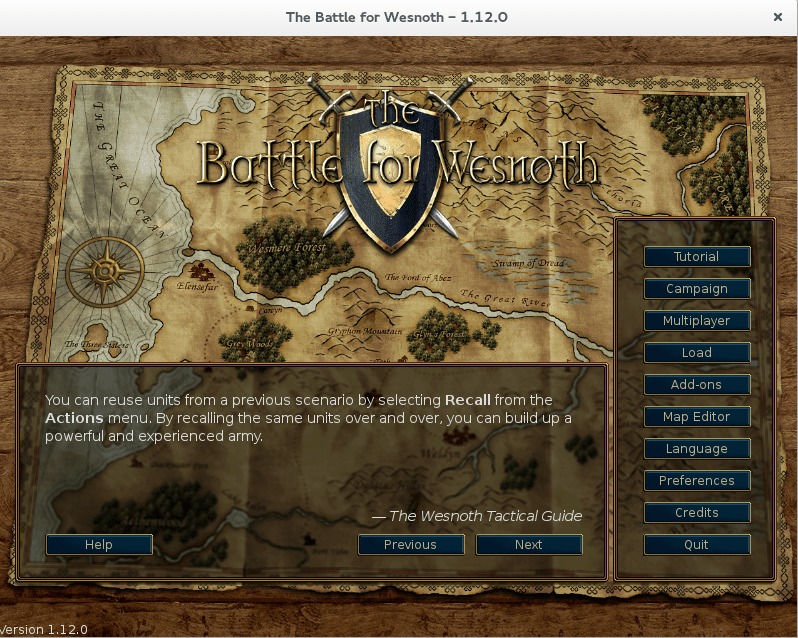Wesnoth game menu
