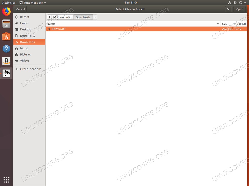 Install fonts Ubuntu 18.04 - select font file