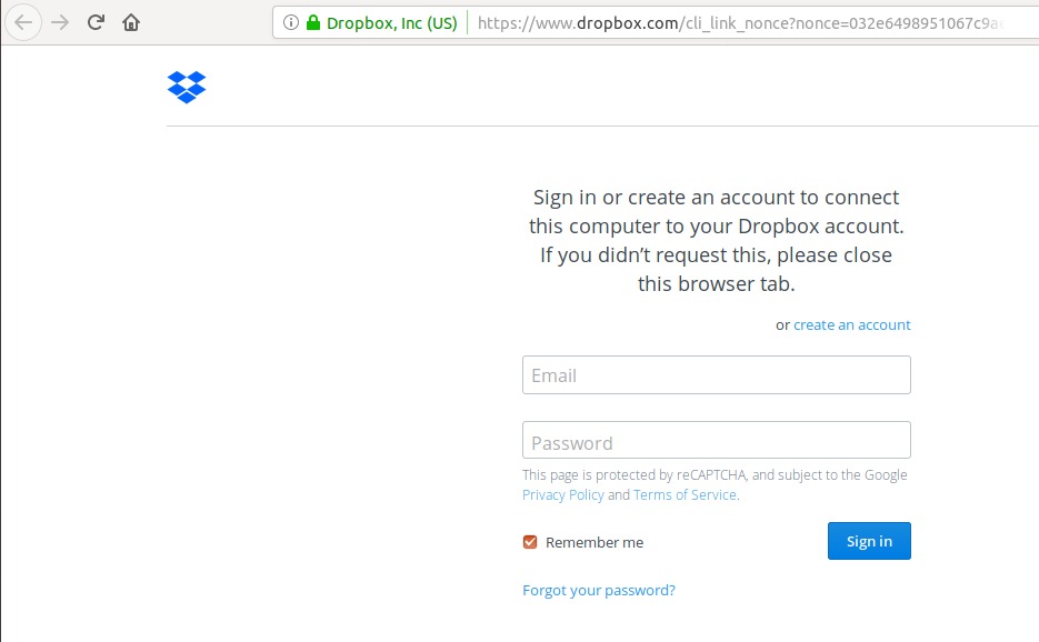 Sign-in to DropBox account