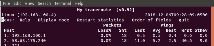 traceroute with mtr