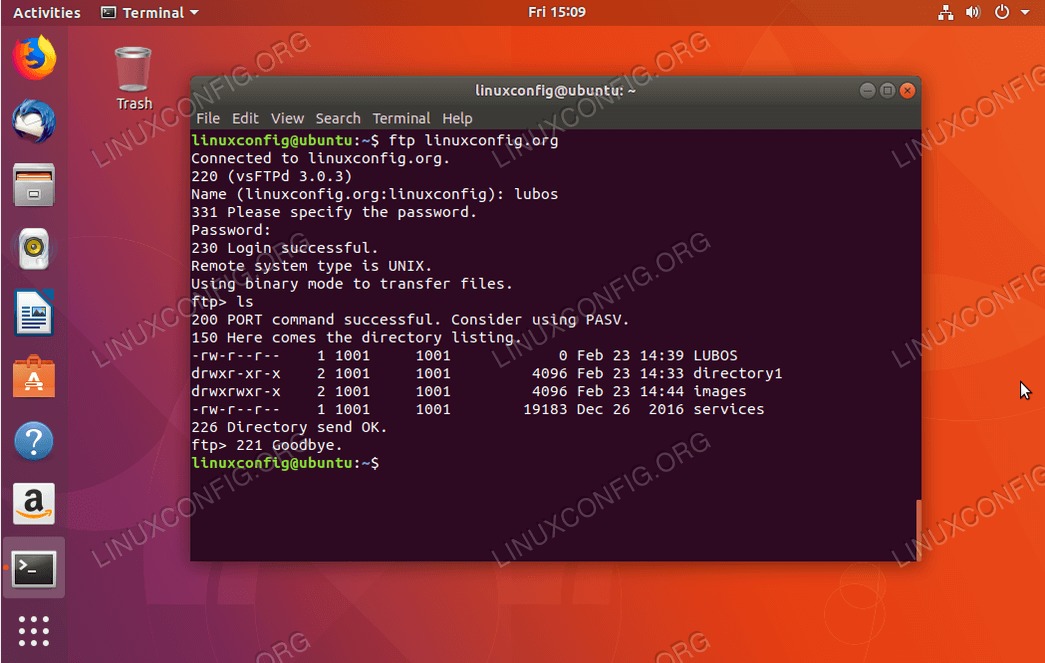 command line ftp client for ubuntu