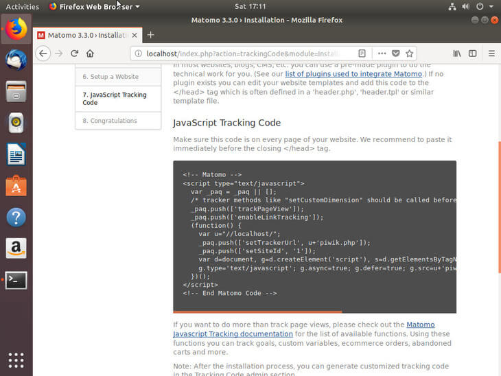 Ubuntu Bionic JavaScript Tracking Code