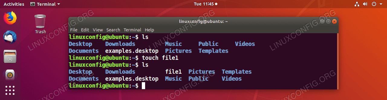 Create file by using the GNU/Linux command touch