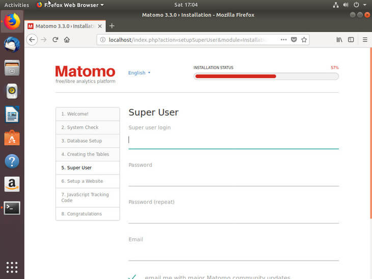 Ubuntu Bionic Create Matomo Superuser