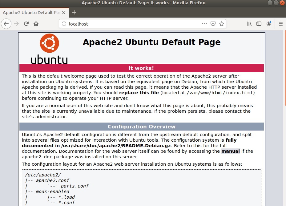 Apache default web page