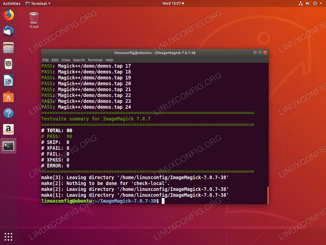 Final ImageMagick installation Testsuite check results on Ubuntu 18.04