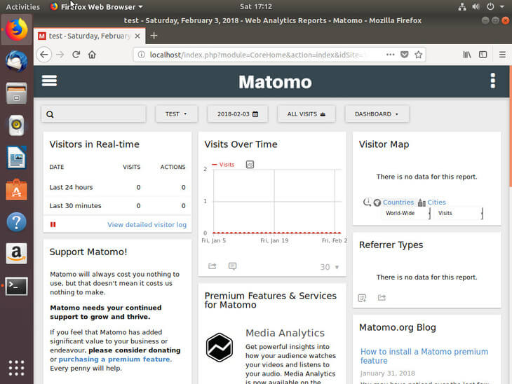 Ubuntu Bionic Matomo Dashboard