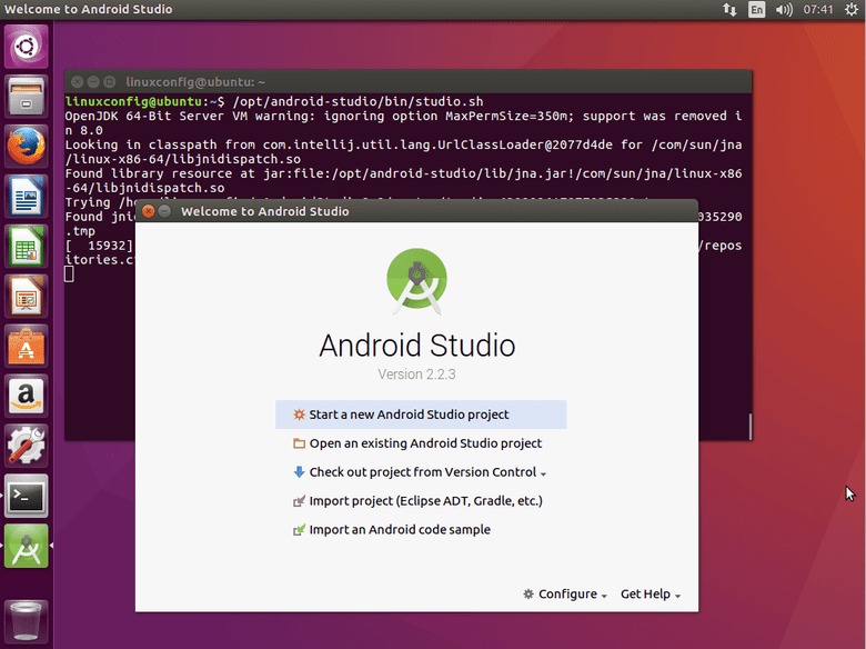 ubuntu 16.04 Xenial android studio installed