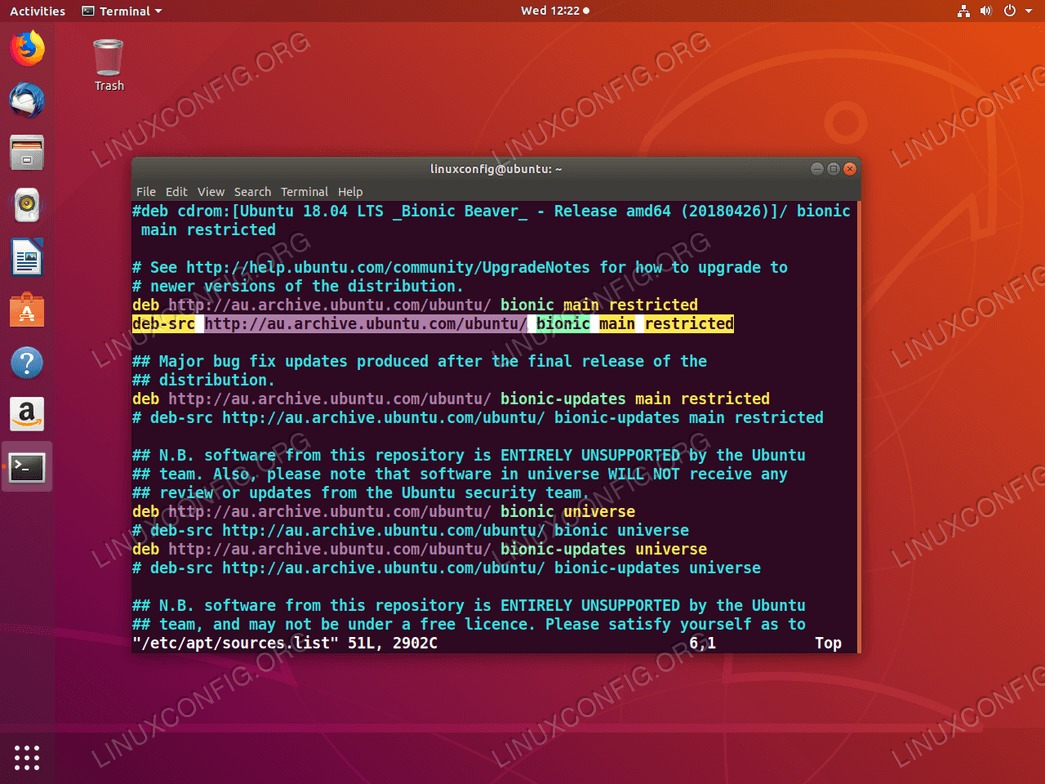 Enable Source package repository on Ubuntu 18.04