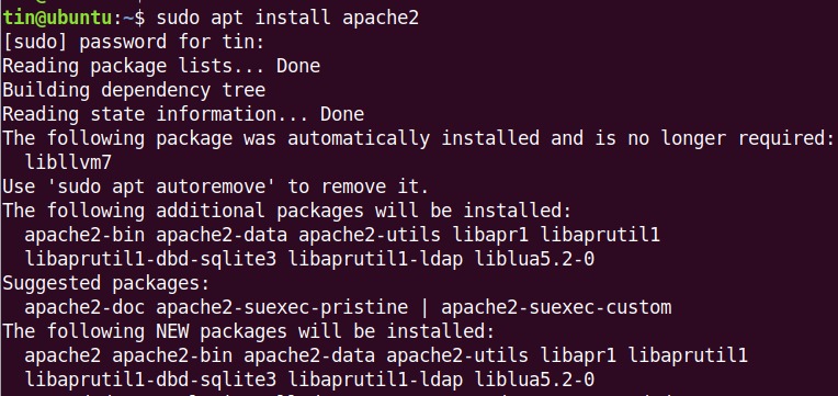 Install Apache2 web server