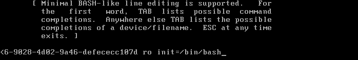 change to init=/bin/bash
