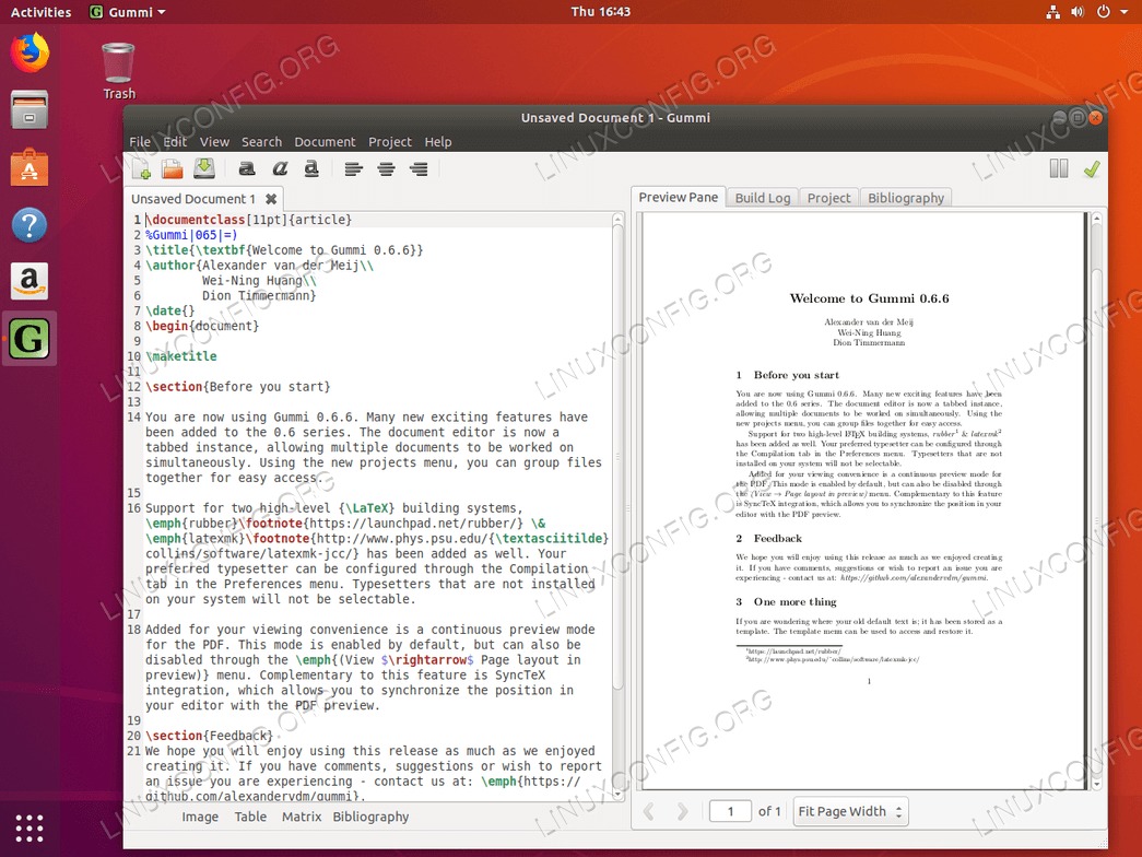Gummi LaTeX editor on Ubuntu 18.04