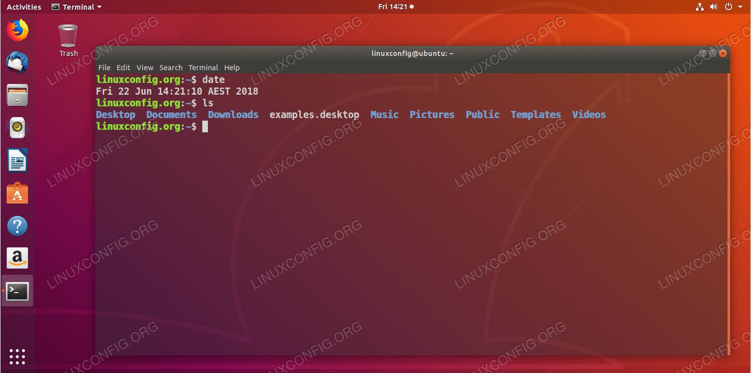 Command line terminal window on Ubuntu Linux Operating system