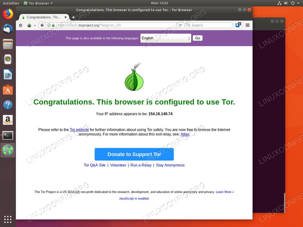 Tor Browser configured - Ubuntu 18.04