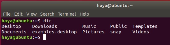 Ubuntu dir command