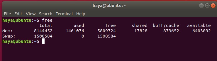 Ubuntu free command
