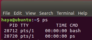 Ubuntu ps command