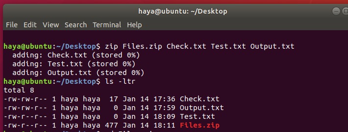 Ubuntu zip command
