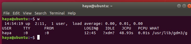 Ubuntu w command