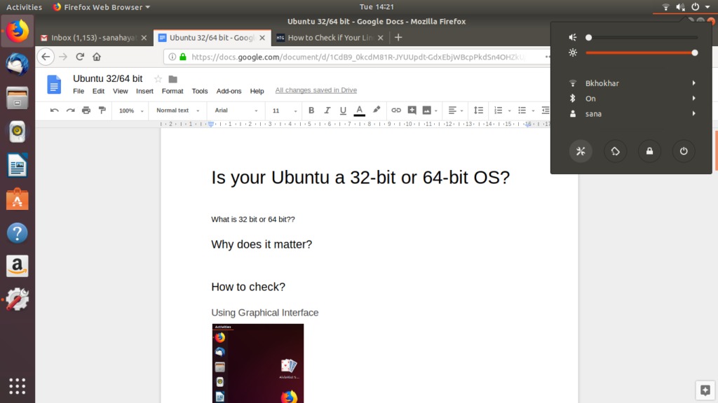 How to check the if you are using 32-bit or 64-bit Ubuntu