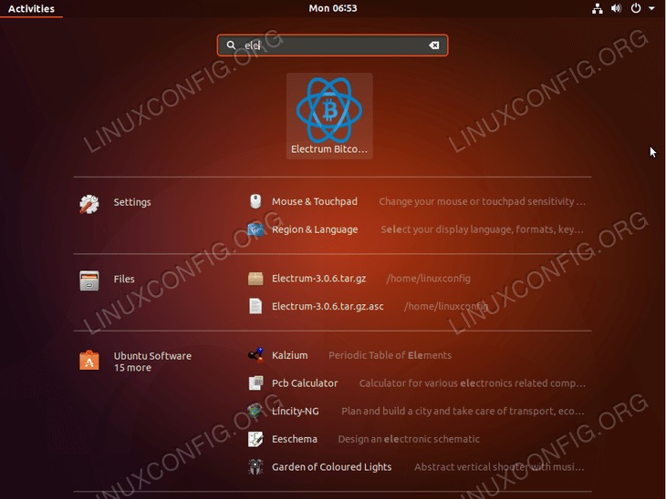 bitcoin wallet on ubuntu 18.04 bionic start menu