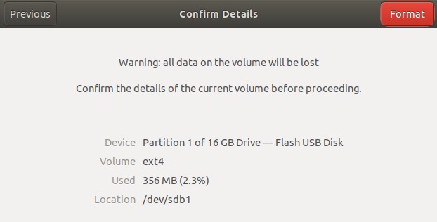 Confirm USB Drive to be formatted