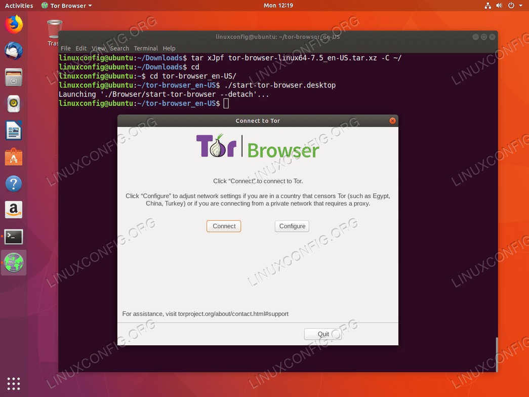Start the Tor Browser on Ubuntu 18.04
