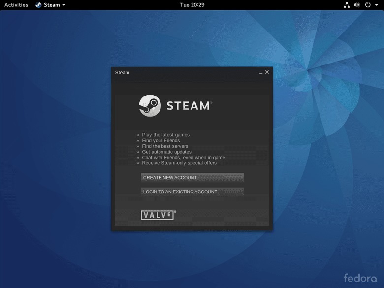 Steam running on Fedora 25