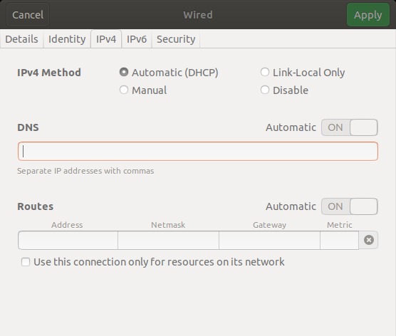 IPv4 Settings > DNS