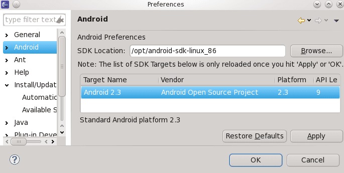 Connect android sdk with eclipse