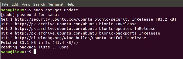 Update the Ubuntu package lists