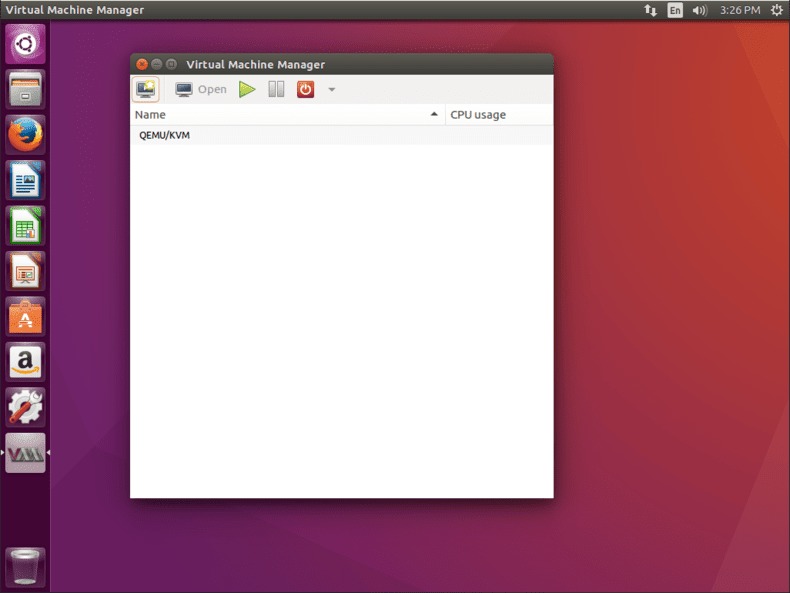 Virt-Manager creation screen on Ubuntu
