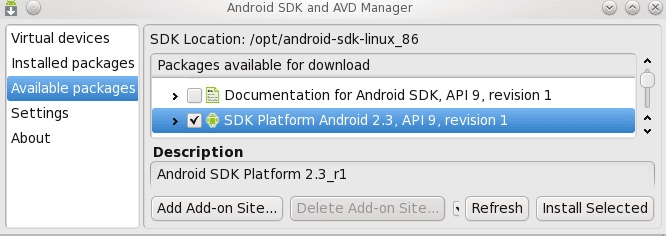 android sdk and AVD manager menu