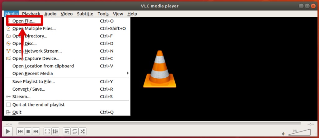 Open media file with VLC