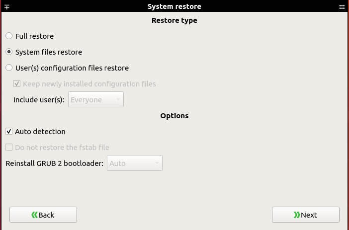 System file restore