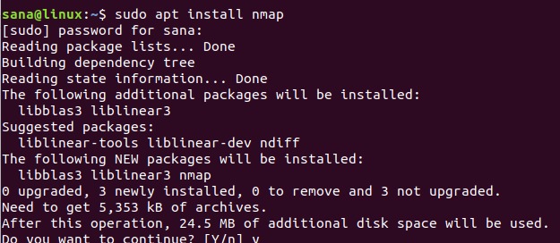 Install nmap on Ubuntu Linux