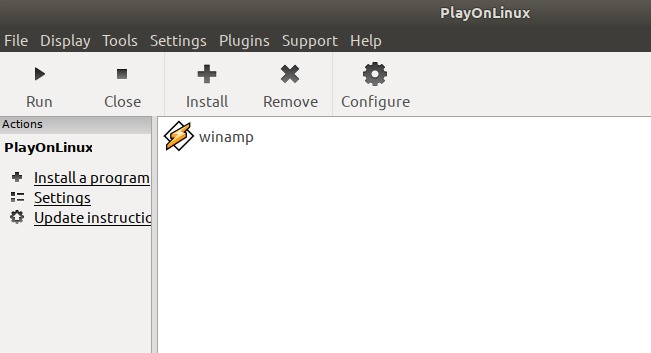 Winamp is setup on Ubuntu