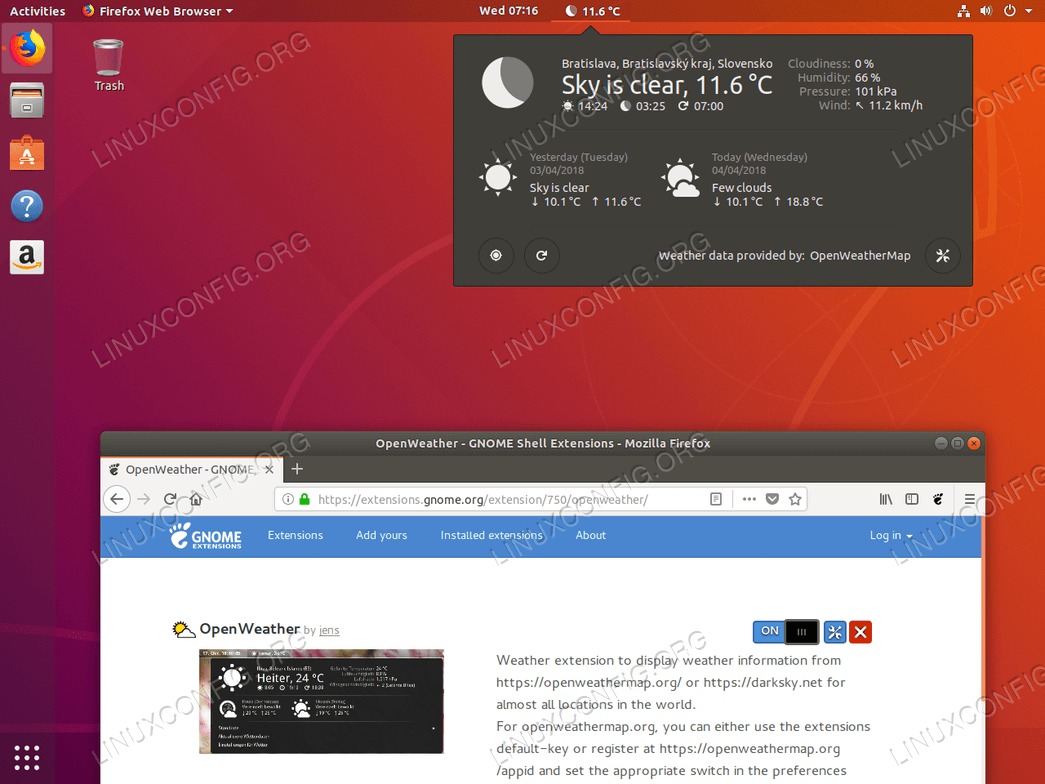 Gnome Shell Integrations in Firefox on Ubuntu 18.04 Bionic Beaver