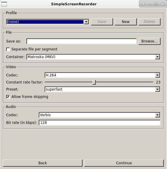 SimpleScreenRecorder Encoding Options