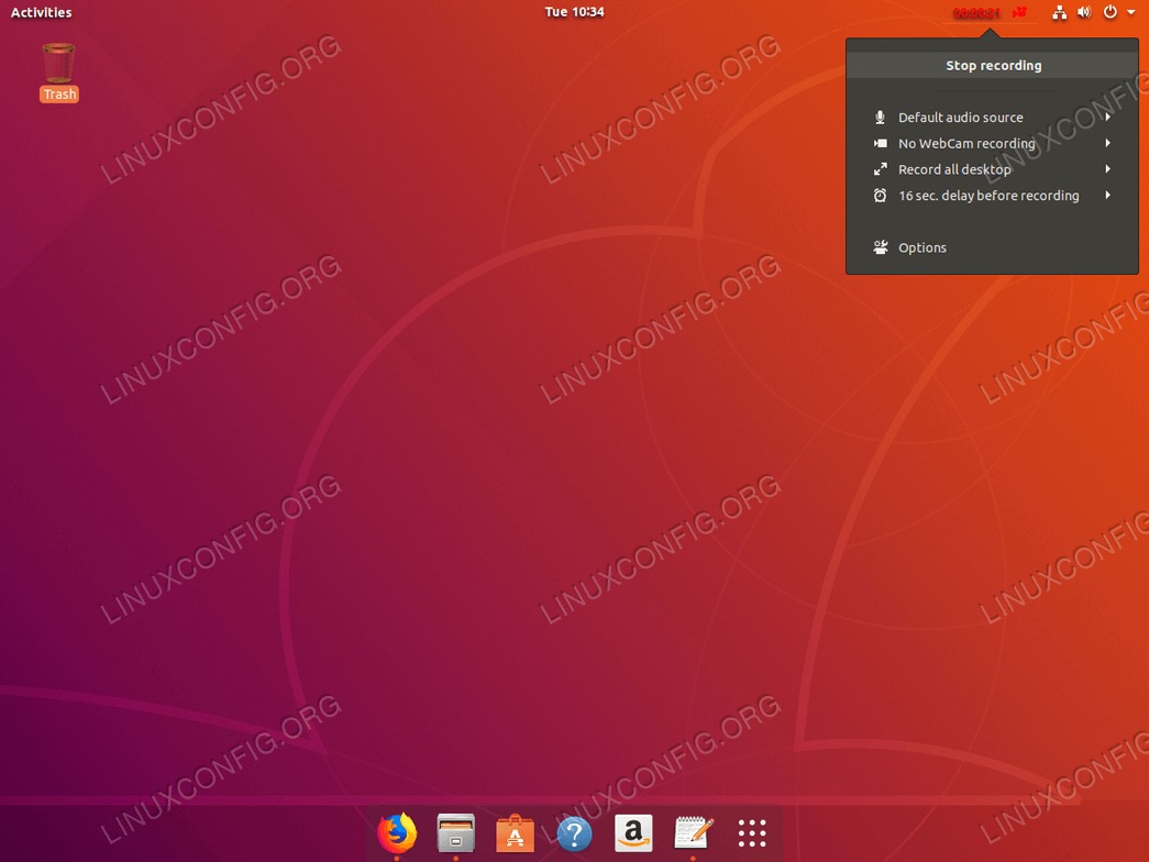 Screen recording on Ubuntu 18.04