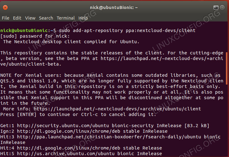 Install Nextcloud Client PPA on Ubuntu